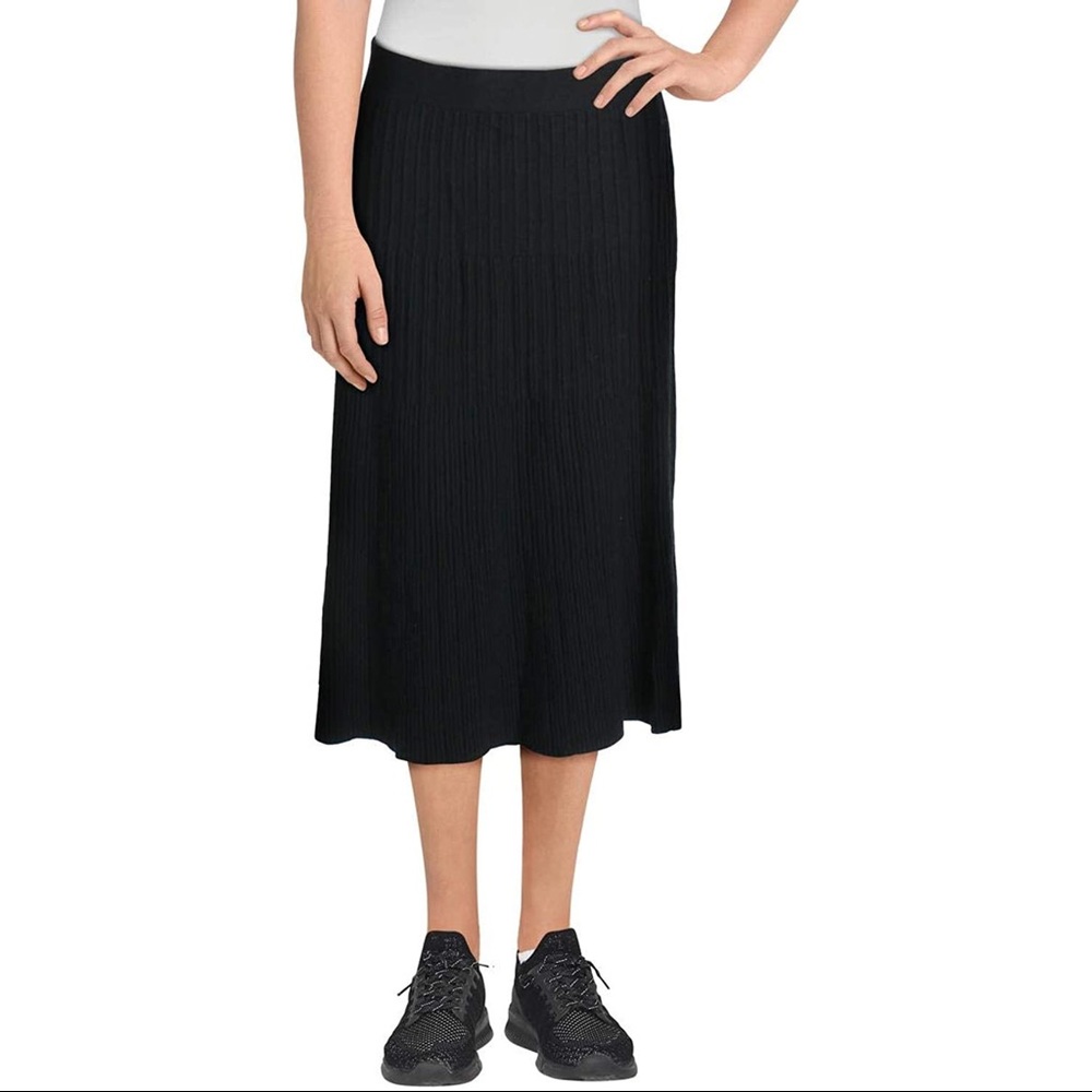 Max Studio Womens Ribbed A-Line Midi Skirt